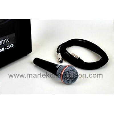 Microphone Unidirectionnel avec câble prise XLR et fiche1/4''(6.5mm). Étui de transport inclus